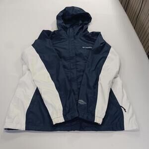 Columbia RL2436 Jacket Women L Blue/White Arcadia II Omni-Tech Rain Shell Hooded